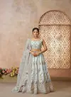 Kf 35 Sky Blue Zari Silk Embroidery Work Lehenga Choli & Dupatta Wholesalers In Delhi